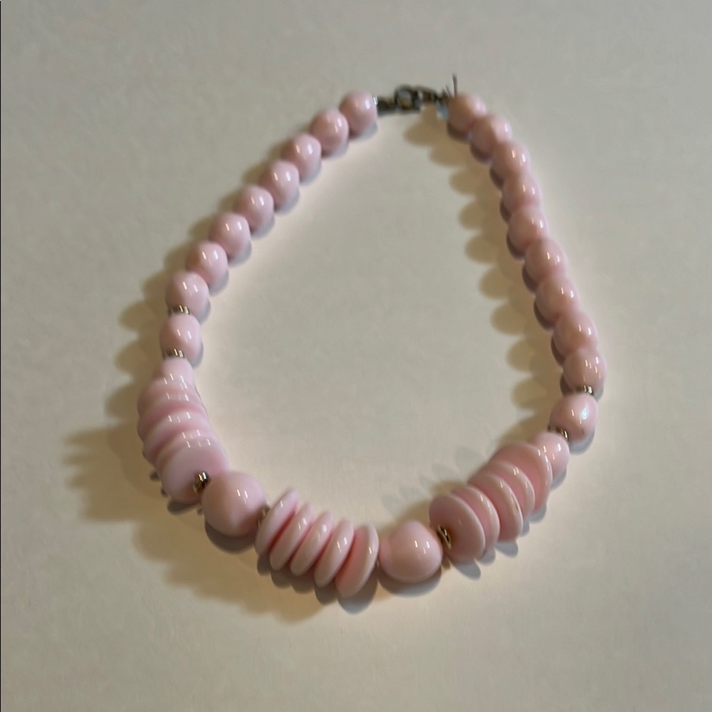 Pale Pink Beaded Necklace Vintage Choker